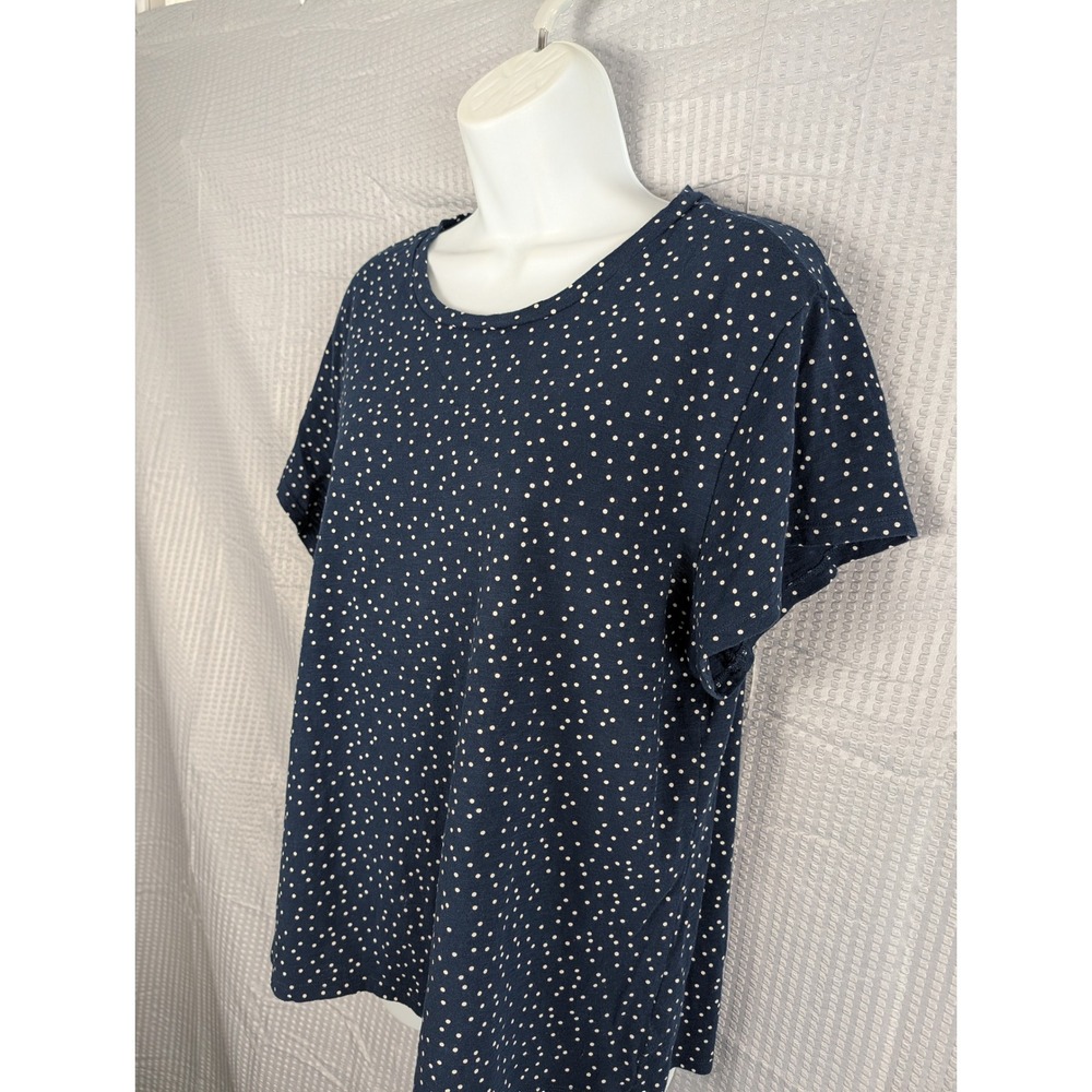 Lauren Conrad XXL Navy Blue Polka Dot Short Sleeve Tee Womens Casual Top - Picture 3 of 11